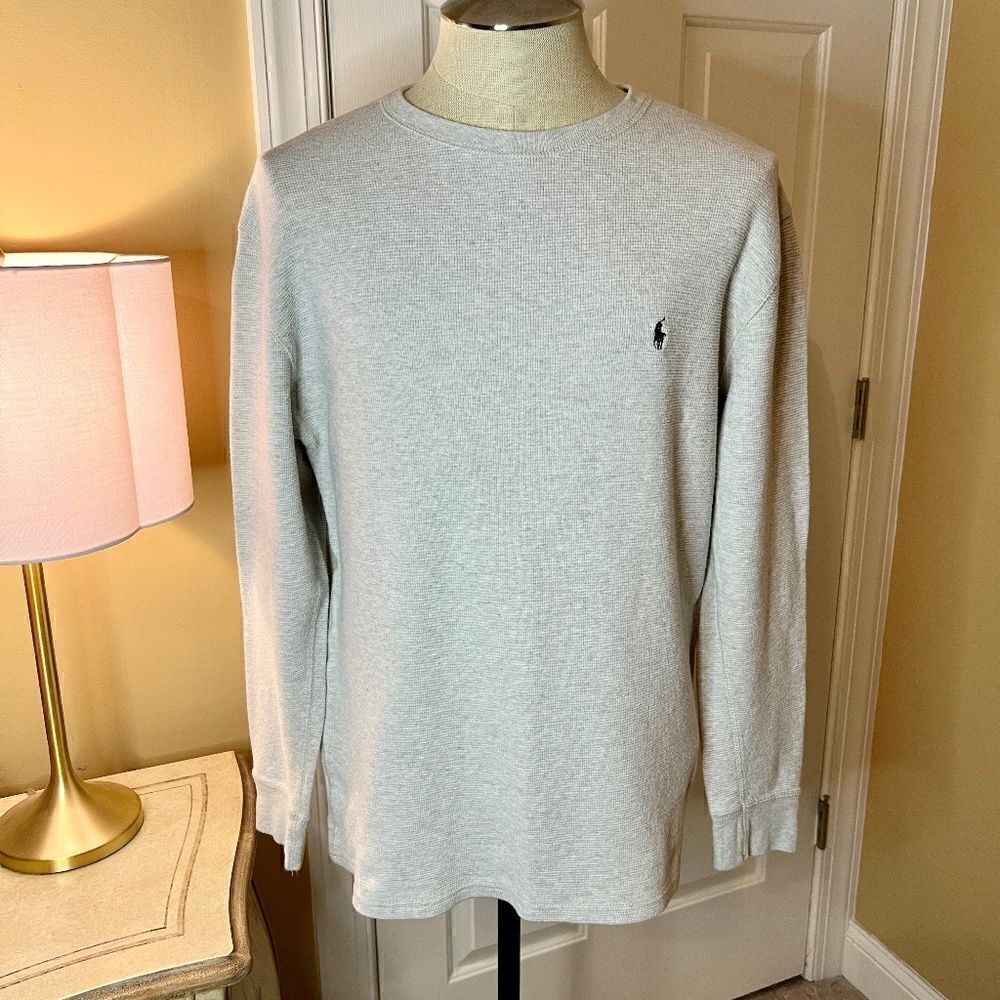 EEUC Men's Polo Ralph Lauren Waffle Knit Sleep Lounge Shirt Oatmeal Tan Size XL